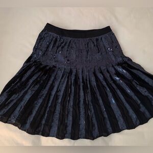 Pleated Sequined Mini Skirt